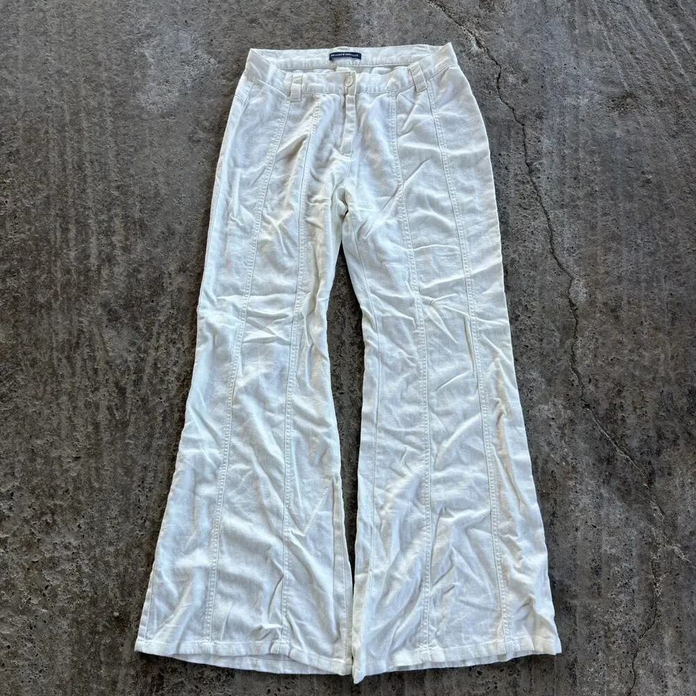 Brandy Melville White Cotton Flared Parachute Bootcut 28x30 White 00s